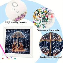 Load image into Gallery viewer, Diamond Painting - Partial Special Shaped - Boy And Girl On Rainy Night (18*18CM)
