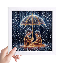 Load image into Gallery viewer, Diamond Painting - Partial Special Shaped - Boy And Girl On Rainy Night (18*18CM)
