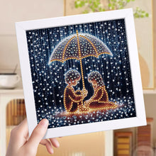 Load image into Gallery viewer, Diamond Painting - Partial Special Shaped - Boy And Girl On Rainy Night (18*18CM)
