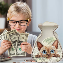Load image into Gallery viewer, Acrylic Wooden Cat DIY Money Storage Box Diamond Art Decors for Adults Beginners
