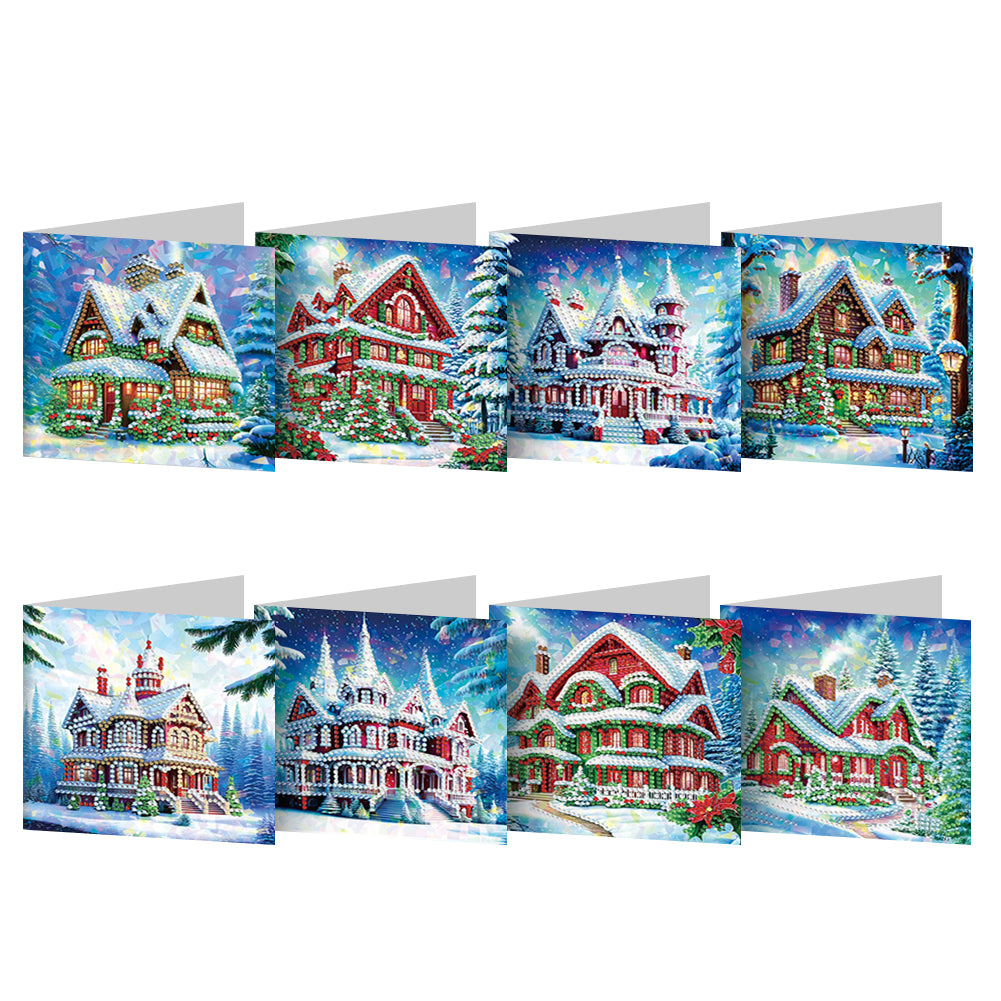 8pcs Diamond Painting Greeting Cards Handmade Diamond Art Cards for Adults (F)