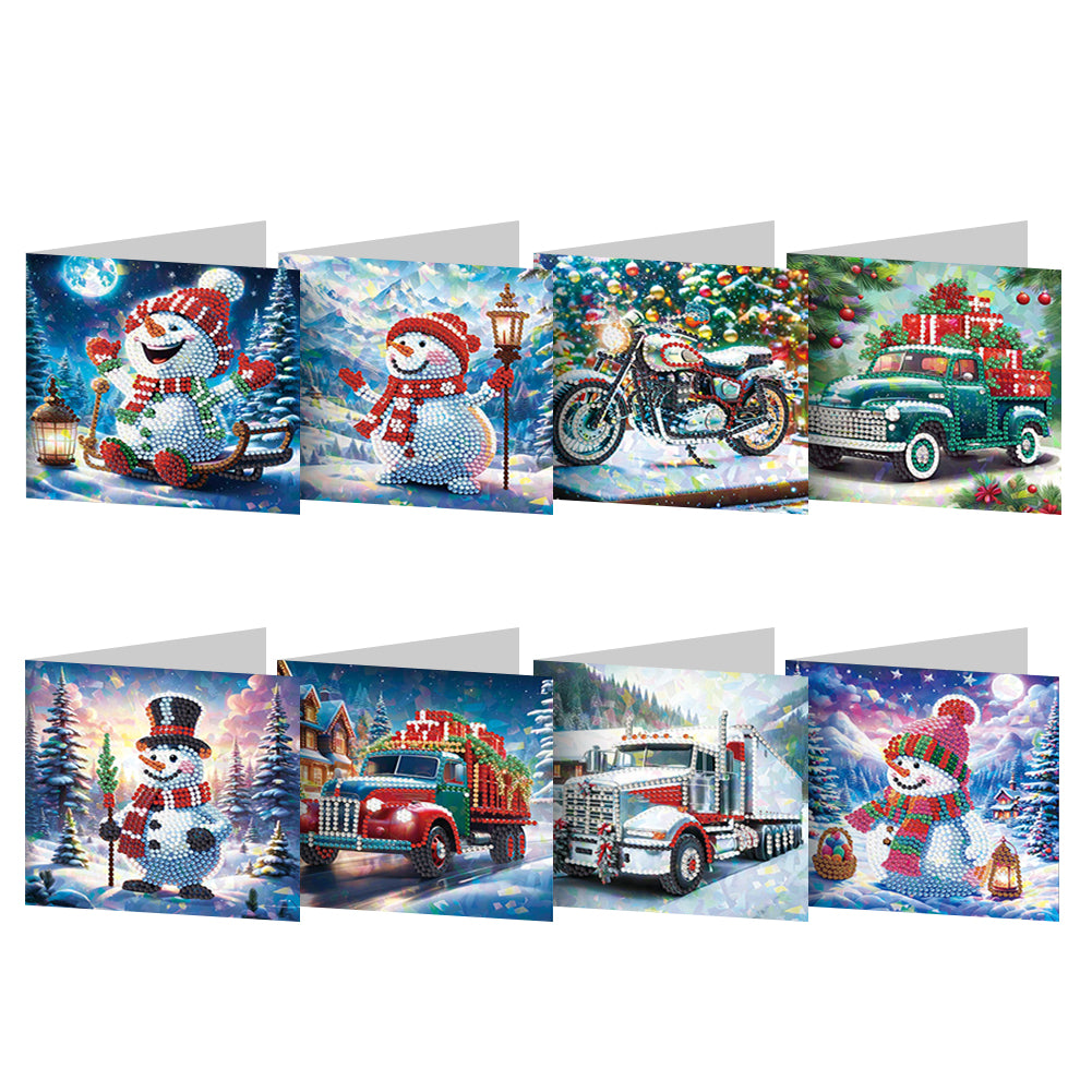 8pcs Diamond Painting Greeting Cards Handmade Diamond Art Cards for Adults (H)
