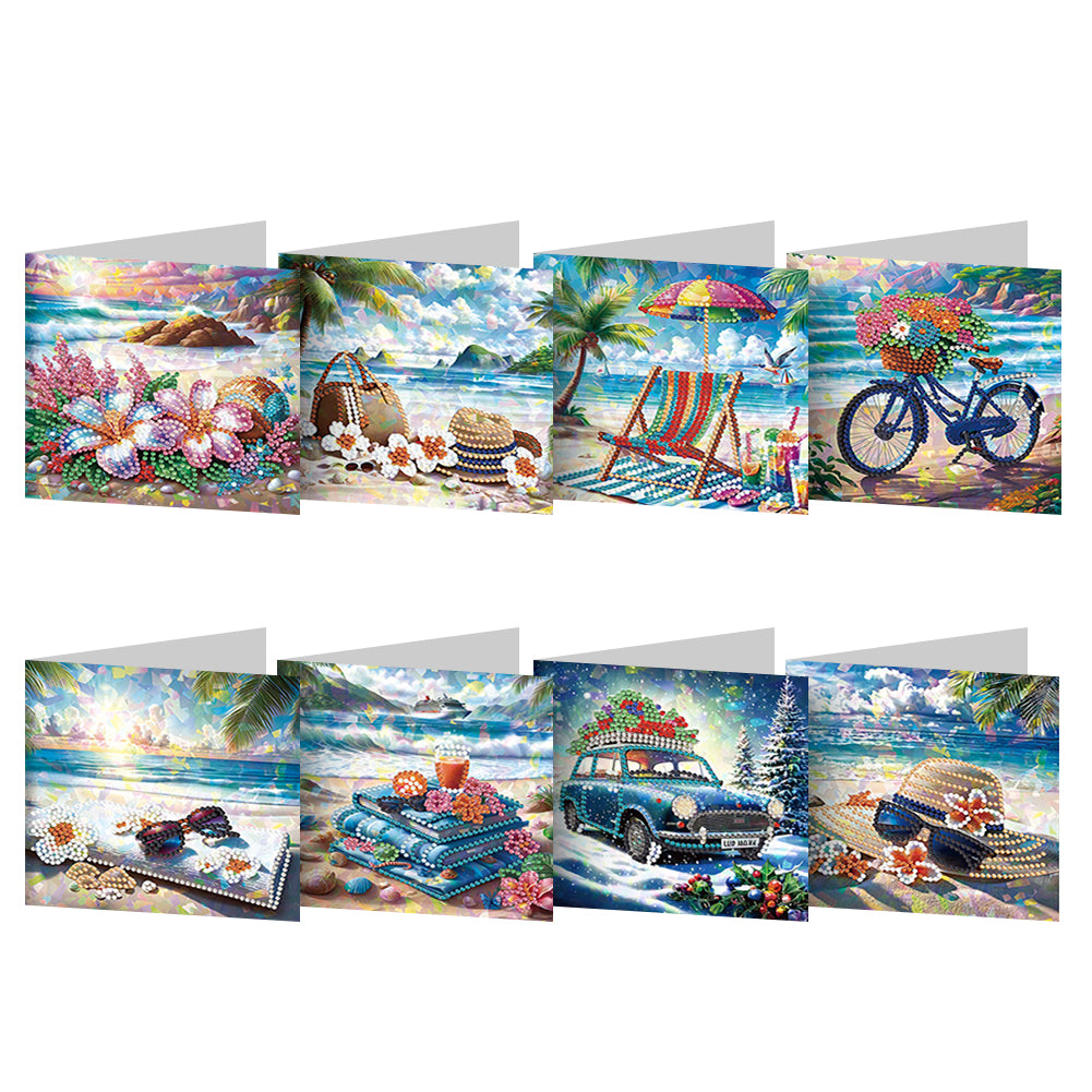 8pcs Diamond Painting Greeting Cards Handmade Diamond Art Cards for Adults (I)