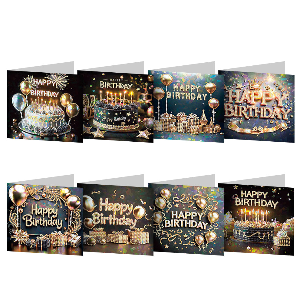 8pcs Diamond Painting Greeting Cards Handmade Diamond Art Cards for Adults (J)