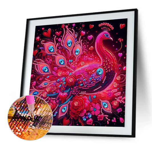 Diamond Painting - Partial Special Shaped - Peacock (30*30CM)