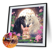 Load image into Gallery viewer, Diamond Painting - Partial Special Shaped - Black Horse And White Horse (30*30CM)
