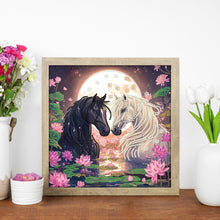 Load image into Gallery viewer, Diamond Painting - Partial Special Shaped - Black Horse And White Horse (30*30CM)
