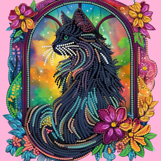 Diamond Painting - Partial Special Shaped - Black Cat (30*30CM)