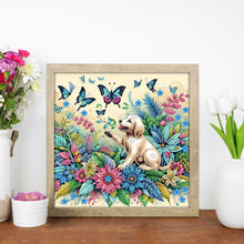 Load image into Gallery viewer, Diamond Painting - Partial Special Shaped - Puppy With Flowers (30*30CM)
