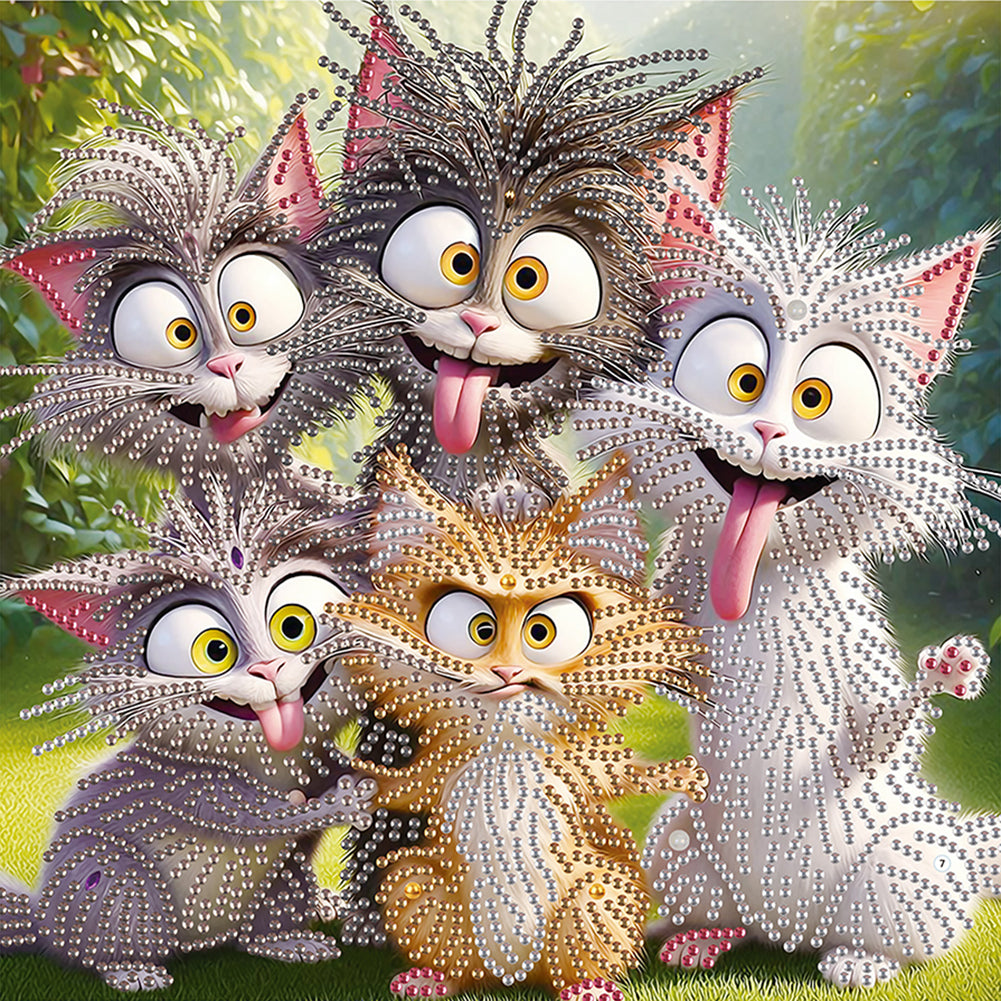 Diamond Painting - Partial Special Shaped - Funny Cat (30*30CM)