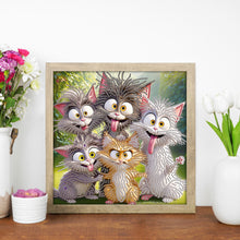 Load image into Gallery viewer, Diamond Painting - Partial Special Shaped - Funny Cat (30*30CM)
