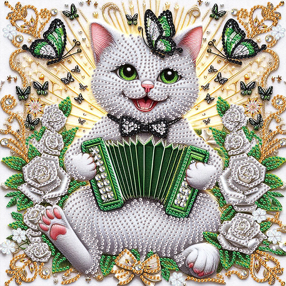 Diamond Painting - Partial Special Shaped - Funny Cat (30*30CM)