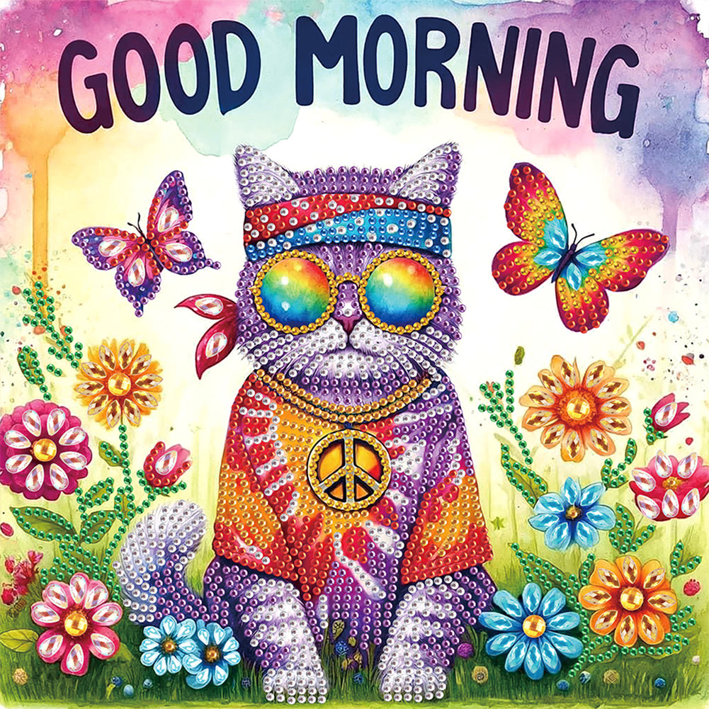 Diamond Painting - Partial Special Shaped - Funny Cat (30*30CM)