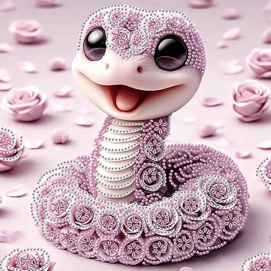 Diamond Painting - Partial Special Shaped - Funny Pink Snake (30*30CM)