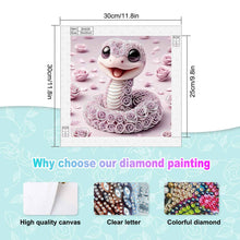 Load image into Gallery viewer, Diamond Painting - Partial Special Shaped - Funny Pink Snake (30*30CM)

