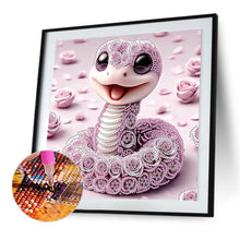 Load image into Gallery viewer, Diamond Painting - Partial Special Shaped - Funny Pink Snake (30*30CM)
