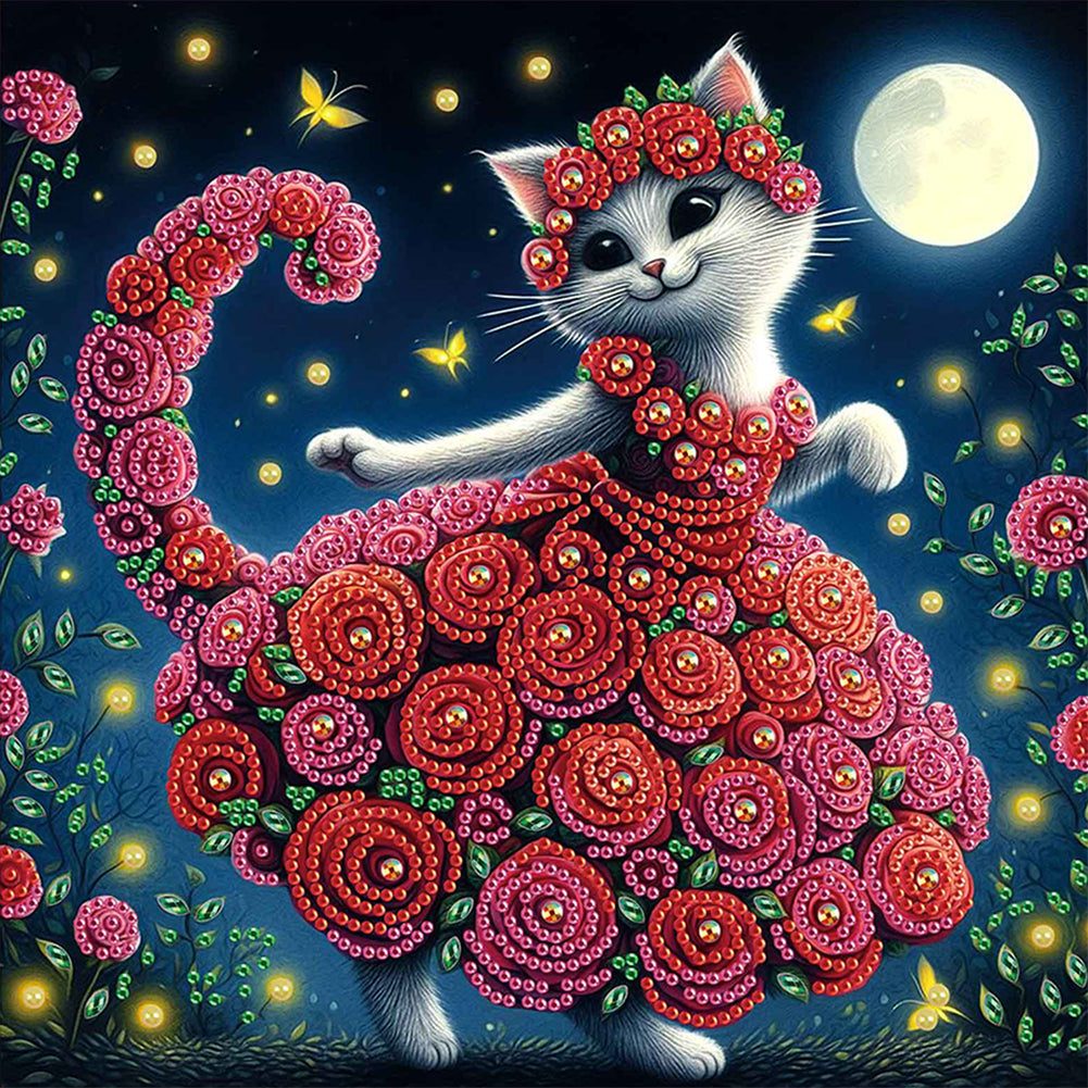 Diamond Painting - Partial Special Shaped - Funny Cat (30*30CM)