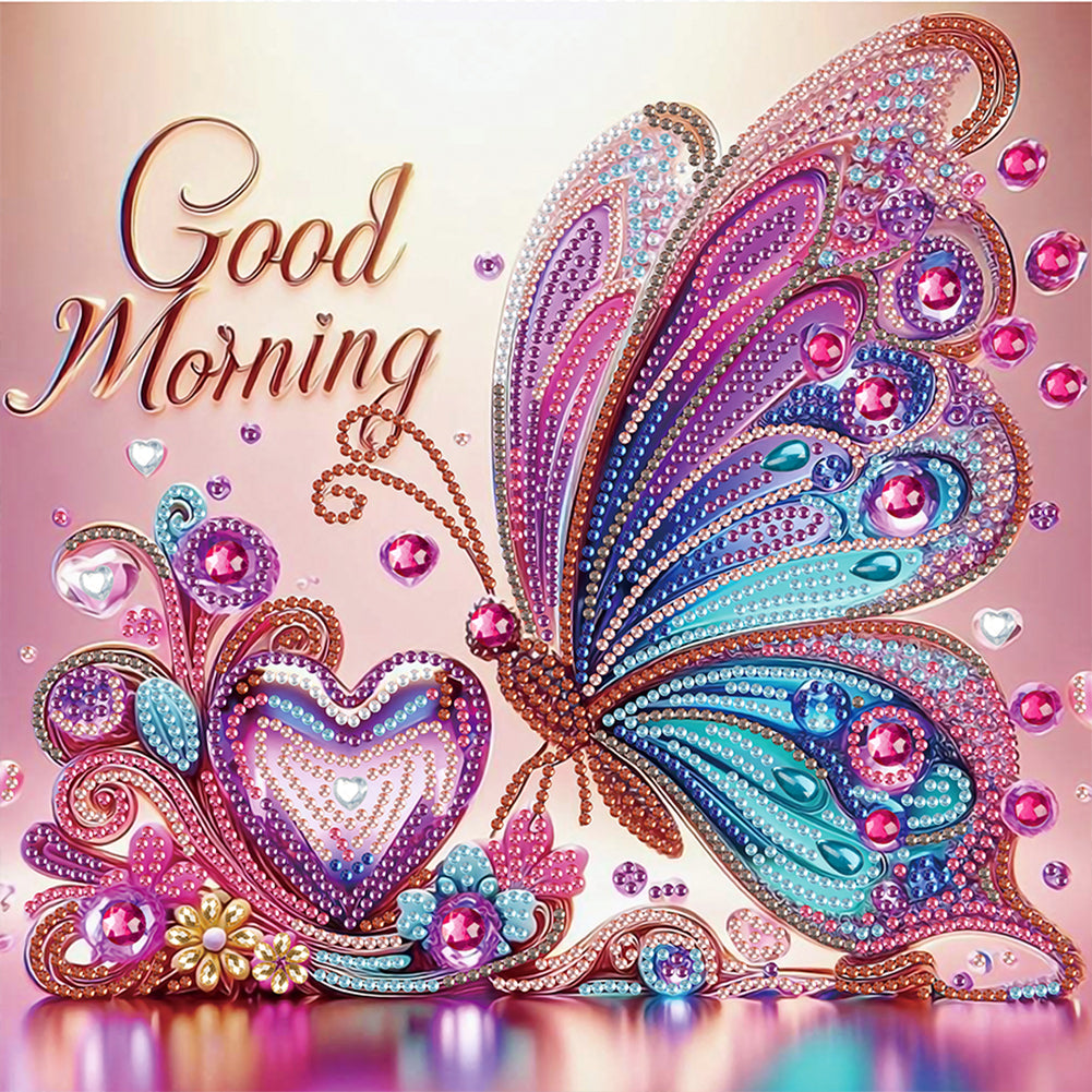 Diamond Painting - Partial Special Shaped - Flowers And Butterflies (30*30CM)