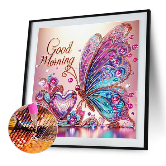 Diamond Painting - Partial Special Shaped - Flowers And Butterflies (30*30CM)