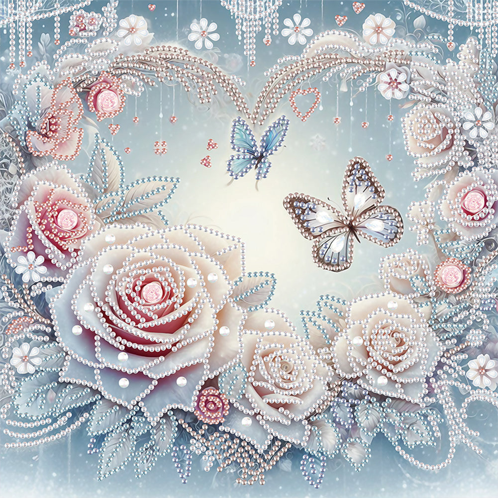 Diamond Painting - Partial Special Shaped - Flowers And Butterflies (30*30CM)