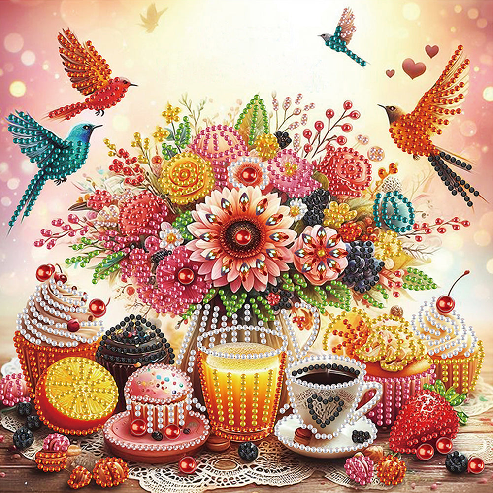 Diamond Painting - Partial Special Shaped - Flowers And Butterflies (30*30CM)