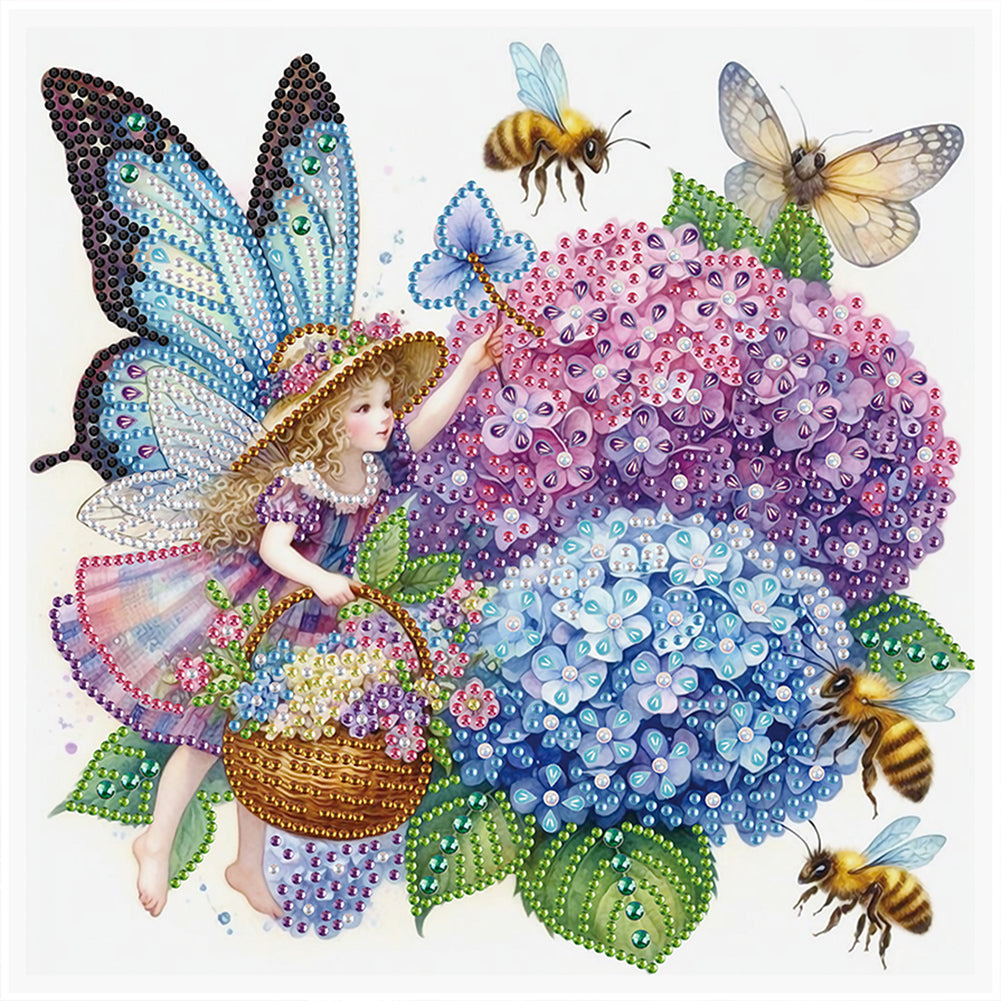 Diamond Painting - Partial Special Shaped - Flowers And Butterflies (30*30CM)