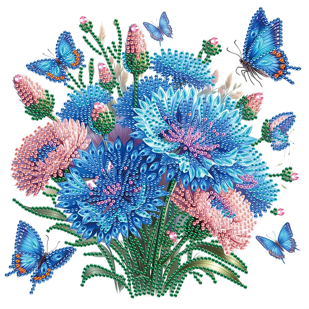 Diamond Painting - Partial Special Shaped - Flowers And Butterflies (30*30CM)