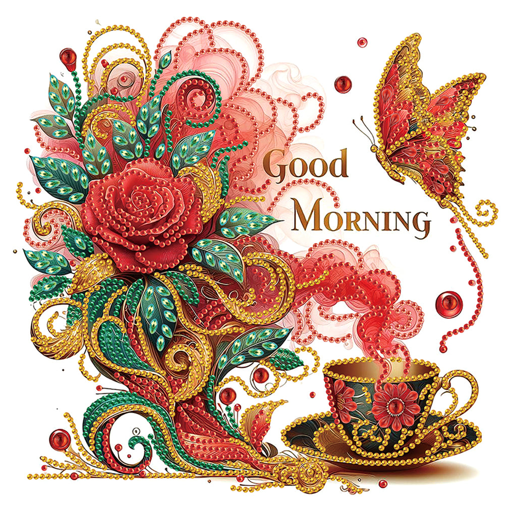 Diamond Painting - Partial Special Shaped - Flowers And Butterflies (30*30CM)