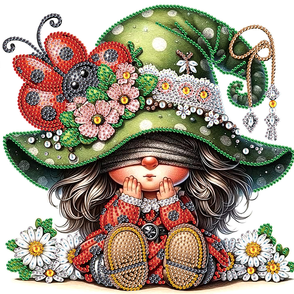 Diamond Painting - Partial Special Shaped - Ladybug Gnome (30*30CM)