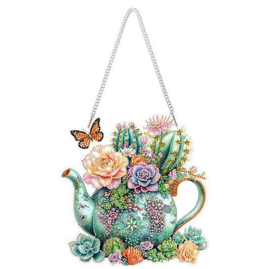 Succulents Cacti 2D Flat DIY Diamond Art Pendant Window Hanging Art for Home