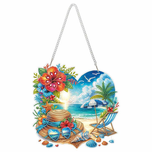 Summer Seaside Love 2D Flat DIY Diamond Art Pendant Window Hanging Art