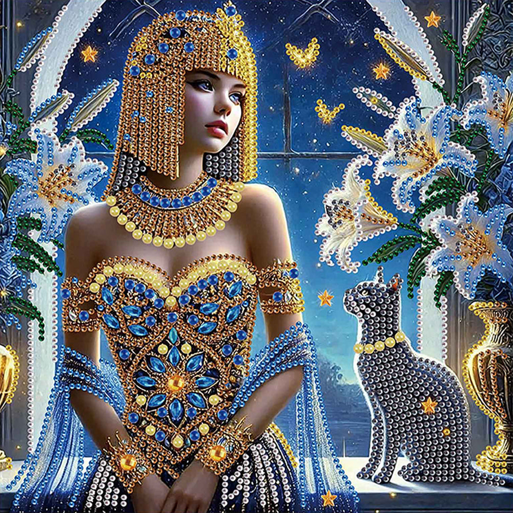 Diamond Painting - Partial Special Shaped - Elegant Egyptian Beauty (30*30CM)