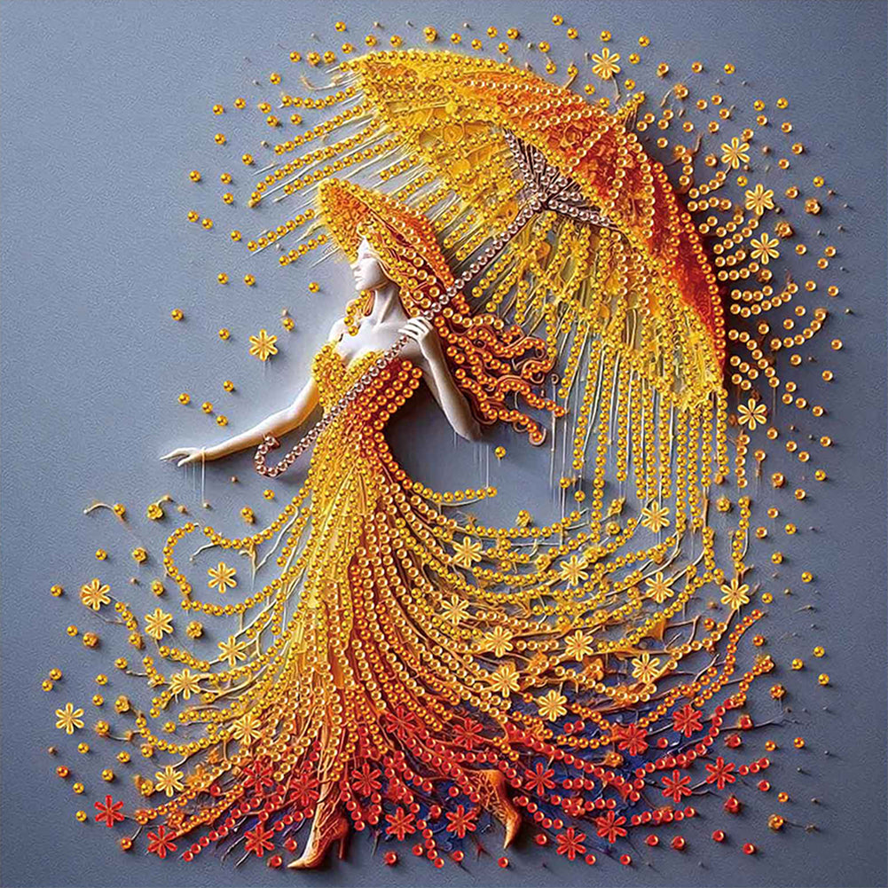 Diamond Painting - Partial Special Shaped - Elegant Umbrella Beauty (30*30CM)