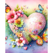 Load image into Gallery viewer, AB Diamond Painting - Full Round - Butterfly, Flower And Heart (40*50CM)
