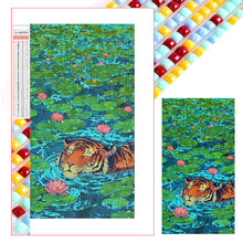 Load image into Gallery viewer, Diamond Painting - Full Square - Tiger In The Water Lily Pond (40*75CM)
