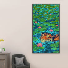 Load image into Gallery viewer, Diamond Painting - Full Square - Tiger In The Water Lily Pond (40*75CM)
