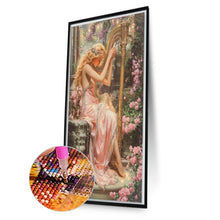 Load image into Gallery viewer, AB Diamond Painting - Full Round - Blonde Playing Harp (40*70CM)
