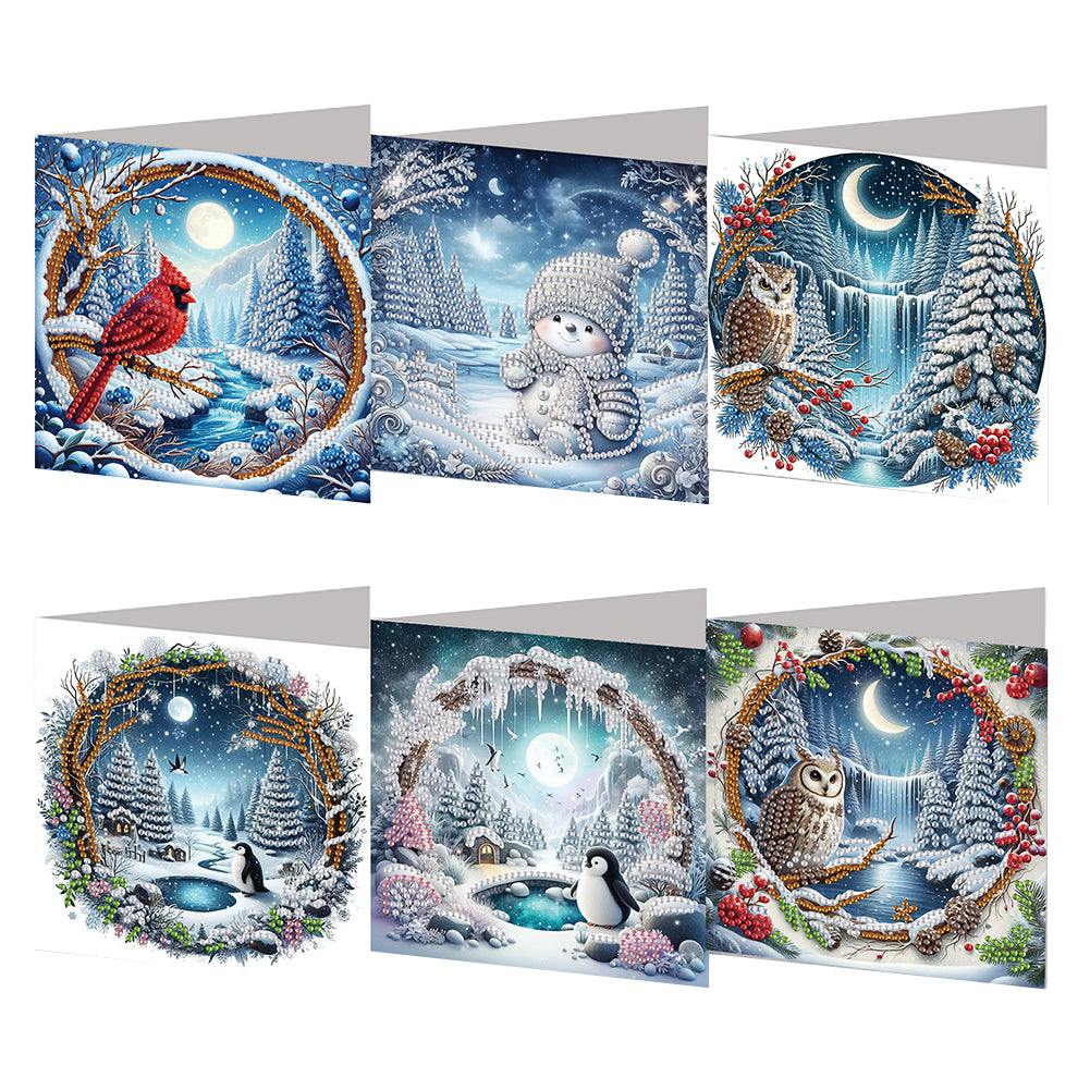 6PCS DIY Christmas Diamond Art Greeting Cards Congratulations Cards & Gifts