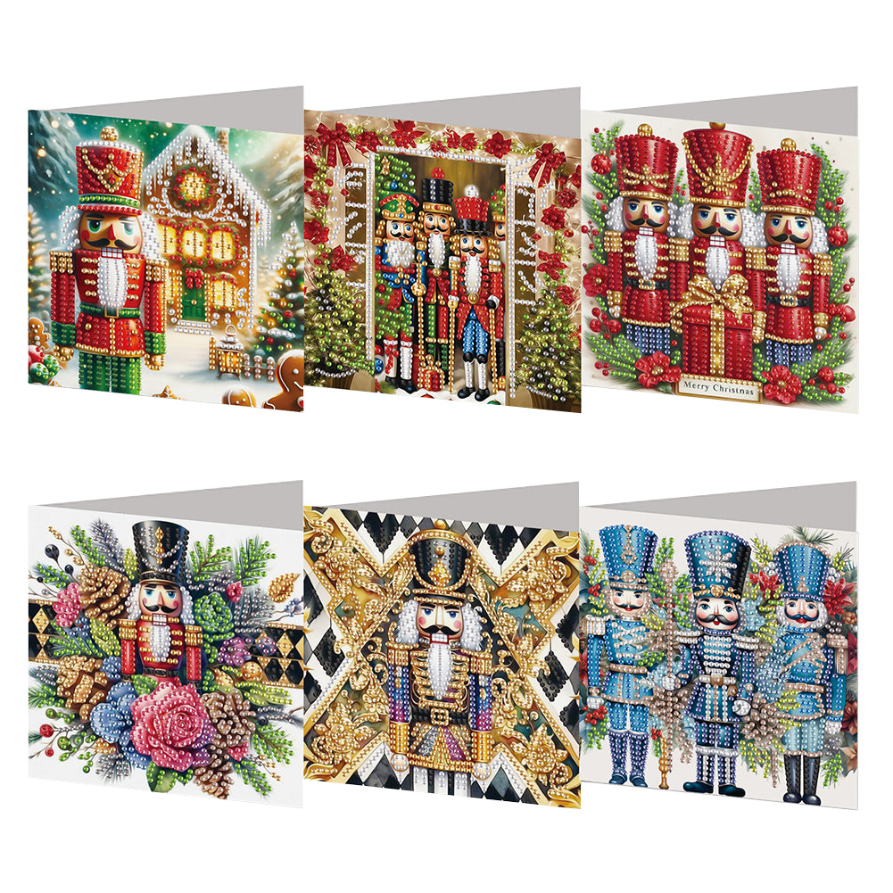 6PCS DIY Nutcracker Diamond Art Greeting Cards Congratulations Cards & Gifts