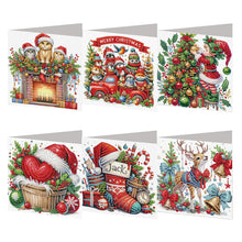 Load image into Gallery viewer, 6PCS DIY Christmas Diamond Art Greeting Cards Congratulations Cards &amp; Gifts
