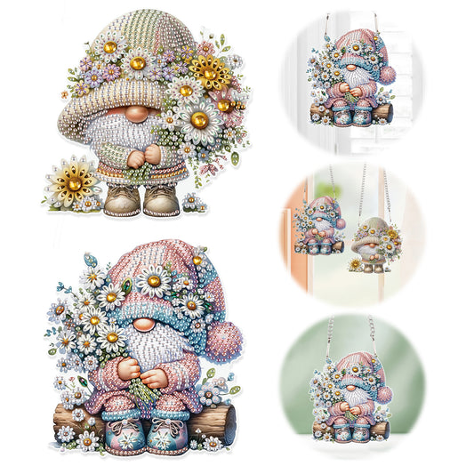 2pcs 2D Flat DIY Diamond Art Pendant Diamond Painting Set (Daisy Gnome)