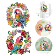 Load image into Gallery viewer, 2pcs 2D Flat DIY Diamond Art Pendant Diamond Painting Set (Parrot Wreath)
