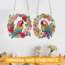 Load image into Gallery viewer, 2pcs 2D Flat DIY Diamond Art Pendant Diamond Painting Set (Parrot Wreath)
