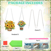 Load image into Gallery viewer, 2pcs 2D Flat DIY Diamond Art Pendant Diamond Painting Set Wall Decor (Sunflower)
