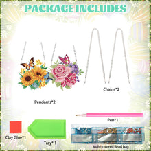 Load image into Gallery viewer, 2pcs 2D Flat DIY Diamond Art Pendant Diamond Painting Set (Flower Butterfly)
