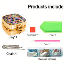 Load image into Gallery viewer, Owl Diamond Painting Mirror Bag Rhinestone Jewelry Box for Women (Gold)
