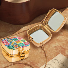 Load image into Gallery viewer, Small Grid Diamond Painting Mirror Bag Rhinestone Jewelry Box for Women (Gold)
