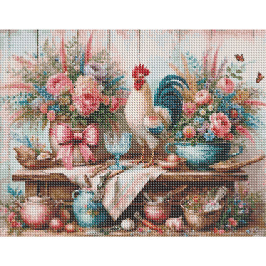 Diamond Painting - Full Round - Retro Rooster Kitchen (50*40CM)