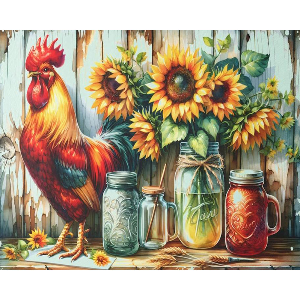 Diamond Painting - Full Round - Retro Rooster Kitchen (50*40CM)