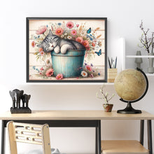 Load image into Gallery viewer, Diamond Painting - Full Round - Retro Iron Bucket Cat (50*40CM)
